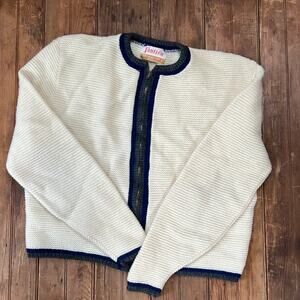 Vintage 100% Wool Zip Up Cardigan Sweater